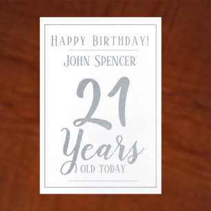 21 Years Old. Stylish Design. Foil Card