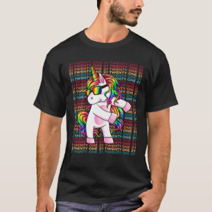 21 Years Old Unicorn Flossing 21St Birthday Unicor T-Shirt