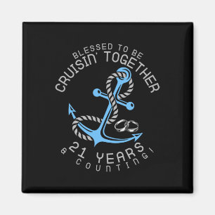 21 Years Wedding Anniversary Couples Cruising Trip Magnet