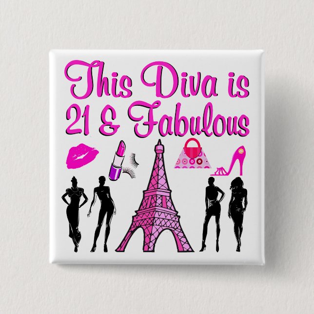 21 YR OLD PARIS LOVER 15 CM SQUARE BADGE (Front)