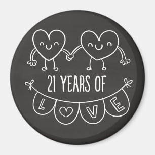 21st Anniversary Gift Chalk Hearts Magnet