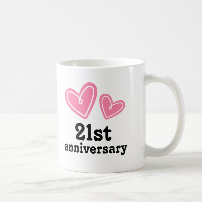21st Anniversary Gift Hearts Coffee Mug (Right)