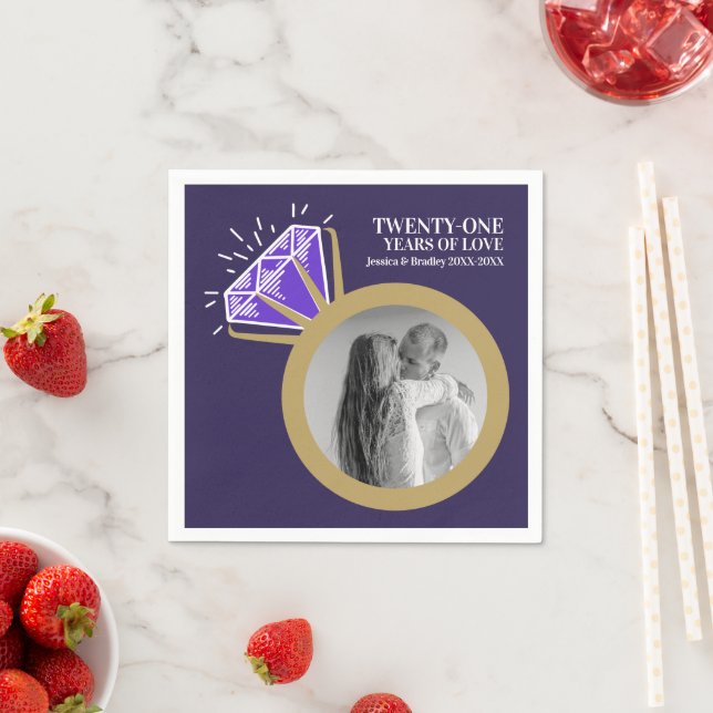 21st anniversary party Iolite purple ring photo  Napkin (Insitu)