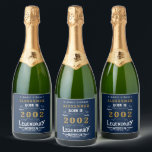 21st Birthday 2002 Add Your Name Blue Gold Legend Sparkling Wine Label<br><div class="desc">Personalised add your name birthday sparkling wine bottle labels. Edit the name and year with the template provided. A wonderful custom blue birthday idea. More gifts and party supplies available with the "Legendary" design in the store.</div>