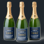 21st Birthday 2002 Add Your Name Blue Gold Legend Sparkling Wine Label<br><div class="desc">Personalised add your name birthday sparkling wine bottle labels. Edit the name and year with the template provided. A wonderful custom blue birthday idea. More gifts and party supplies available with the "Legendary" design in the store.</div>