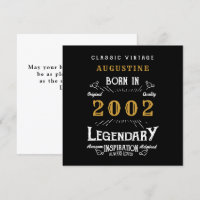 21st Birthday 2002 Retro Black Gold Greeting Card