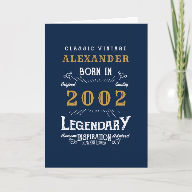 21st Birthday 2002 Vintage Blue Legend Greeting  Card (Front)
