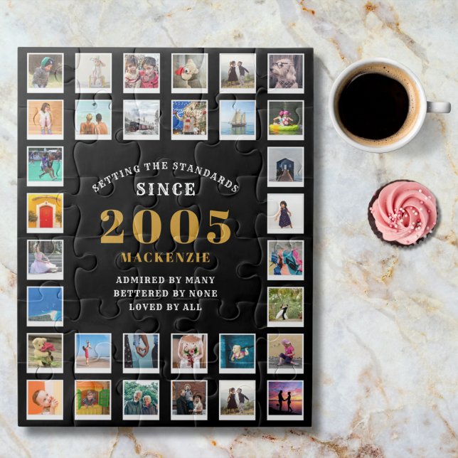 21st Birthday 2005 Family Memories Photo Collage  Jigsaw Puzzle (2005 jigsaw puzzle. Marble background.)