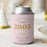 21st Birthday 2005 Keepsake Elegant Personalised Can Cooler<br><div class="desc">Celebrate a milestone 21st birthday with this chic, personalised can cooler! Featuring a sophisticated pink and grey design and the iconic 'Born in 2005' year, it's the perfect gift for keeping drinks cold in style. Customise it with the recipient's name for a unique keepsake they'll cherish. Ideal for birthday parties,...</div>