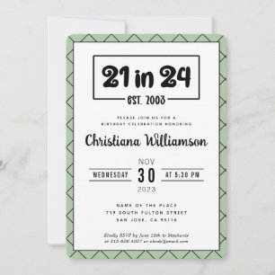 21st Birthday 21 in 2024 Birthday Celebration Invitation