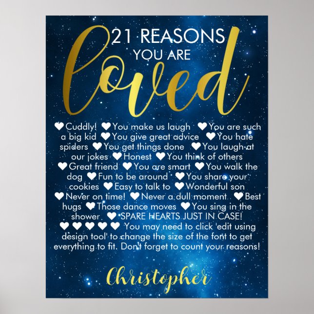 21st Birthday 21 Reasons You Are Loved Poster (Front)