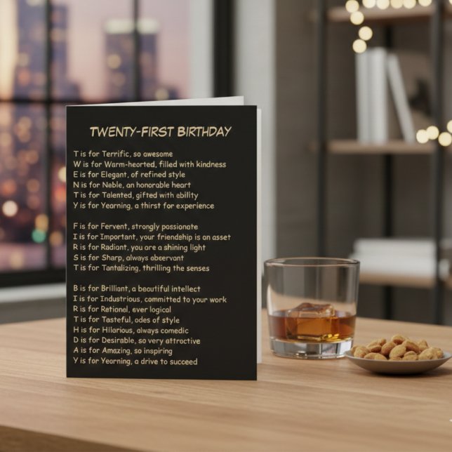 21st Birthday Acrostic Poem Greeting Card (A poetic tribute for a major milestone.)