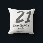 21st birthday add name date year black template go cushion<br><div class="desc">editable design</div>