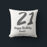 21st birthday add name date year black template go cushion<br><div class="desc">editable design</div>