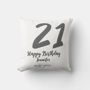 21st birthday add name date year black template go cushion