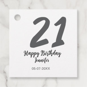 21st birthday add name date year black template go favour tags