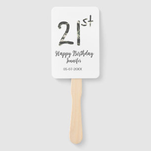 21st birthday add name date year black template go hand fan