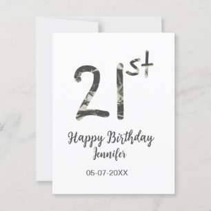 21st birthday add name date year black template go postcard