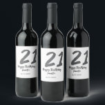 21st birthday add name date year black template go wine label<br><div class="desc">editable design</div>