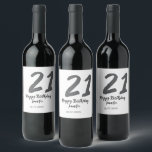 21st birthday add name date year black template go wine label<br><div class="desc">editable design</div>