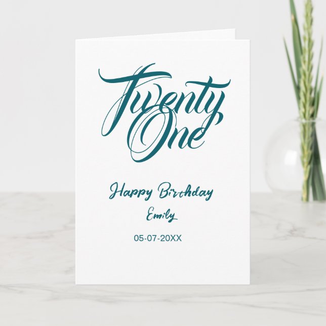 21st birthday add name date year blue template thi (Front)