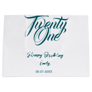 21st birthday add name date year blue template thi large gift bag