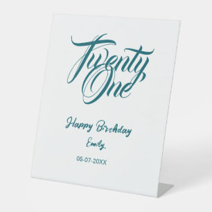 21st birthday add name date year blue template thi pedestal sign