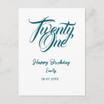 21st birthday add name date year blue template thi
