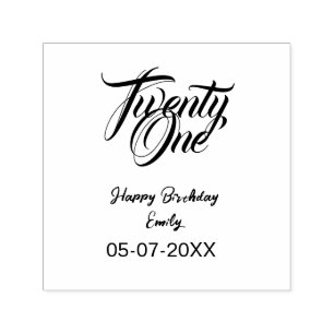 21st birthday add name date year blue template thi self-inking stamp
