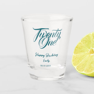 21st birthday add name date year blue template thi shot glass