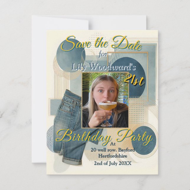 21st Birthday Almond blossom blue-cream  Announcement (Front)