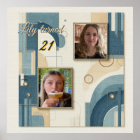 21st Birthday Almond blossom blue-cream  Poster