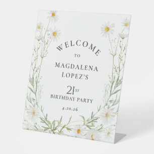 21st Birthday April Birth Flower Daisy Custom Pedestal Sign