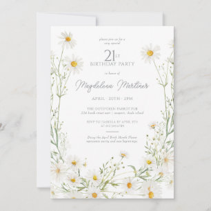 21st Birthday April Birth Month Flower Daisy Invitation