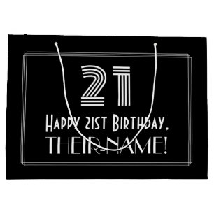 21st Birthday — Art Deco Inspired Look "21" & Na Large Gift Bag