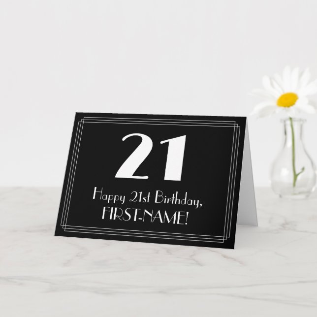 21st Birthday ~ Art Deco Inspired Look "21", Name Card (Small Plant)