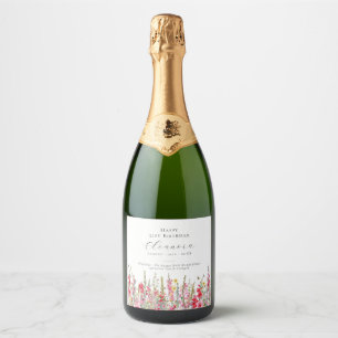 21st Birthday August Birth Flower Party Supplies  Sparkling Wine Label