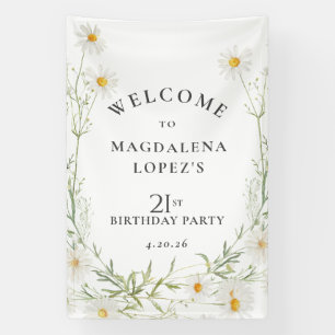 21st Birthday Banner April Birth Flower Daisy