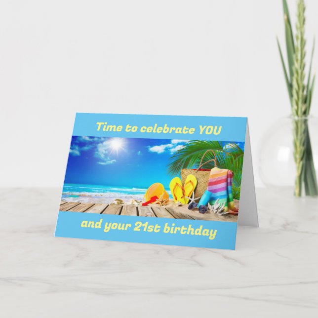 "21st" BIRTHDAY - BEACH STYLE Card (Front)