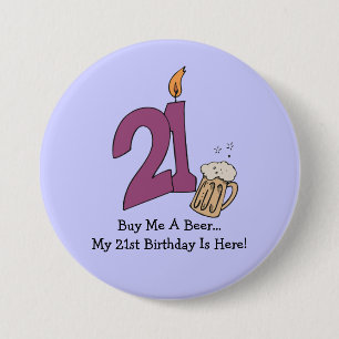 21st Birthday Beer (customisable) 7.5 Cm Round Badge