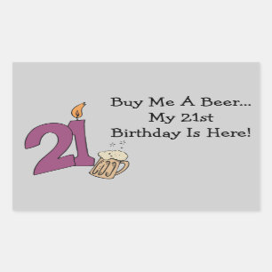 21st Birthday Beer (customisable) Rectangular Sticker