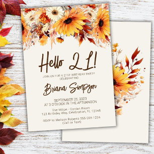 21st Birthday Beige Fall Floral  Invitation