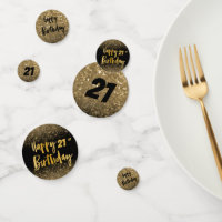 21st Birthday Black and Gold Glitter 