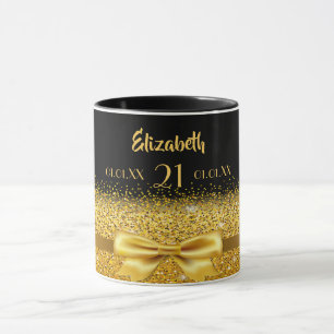 21st birthday black black name elegant mug