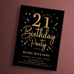 21st Birthday Black Gold Invitation<br><div class="desc">21st birthday party invitation in black and gold. Trendy modern design,  perfect for a stylish men's or women's bday celebration. Features script font and confetti. Customize with your own details. Printed Zazzle invitations or instant download digital printable template.</div>
