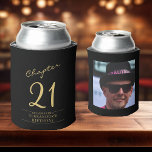 21st Birthday Black Gold Photo Template Can Cooler<br><div class="desc">Celebrate your loved one's birthday in style with a personalised black and gold birthday can cooler featuring their favourite photo. Discover how this high-quality,  customisable cooler can elevate any birthday celebration and create a lasting impression for the birthday honoree.</div>