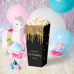21st birthday black golden dripping glitters  favour box