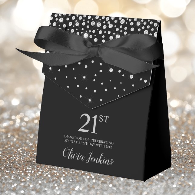 21st Birthday Black Sparkly Thank You Favour Box (Creator Uploaded)