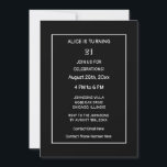 21st Birthday Black White Modern Minimalist Custom Invitation<br><div class="desc">Printed with elegant,  classy black white background and personalised text templates which you can edit and customise! You may also change colours and change age if you wish!</div>