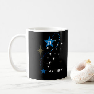 21st Birthday Blue and Black Personalised Coffee Mug